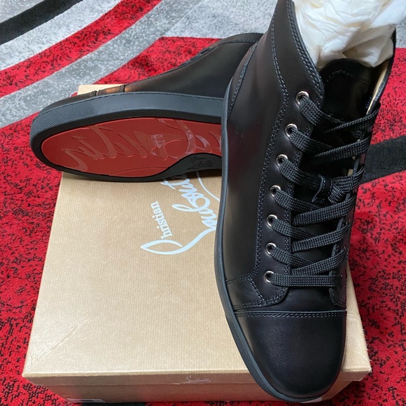 Black leather red bottoms Clearance